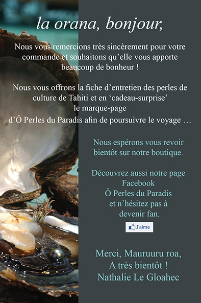 Création du verso d'une carte postale pour ô perles du paradis à Brest