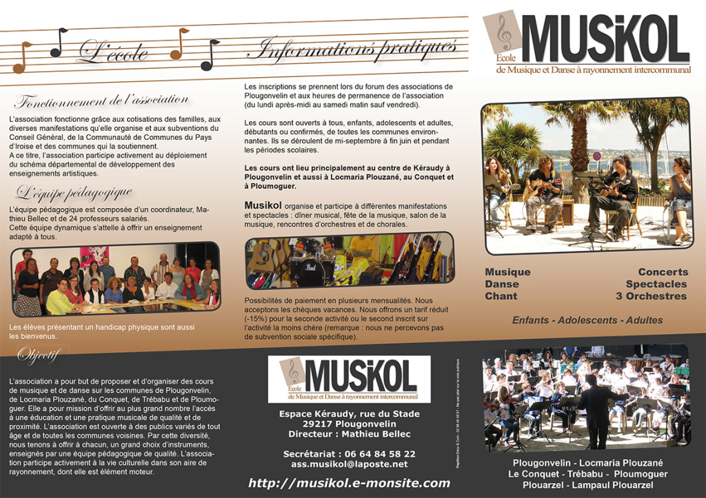 Création du recto d'un dépliant pour Musikol à Brest