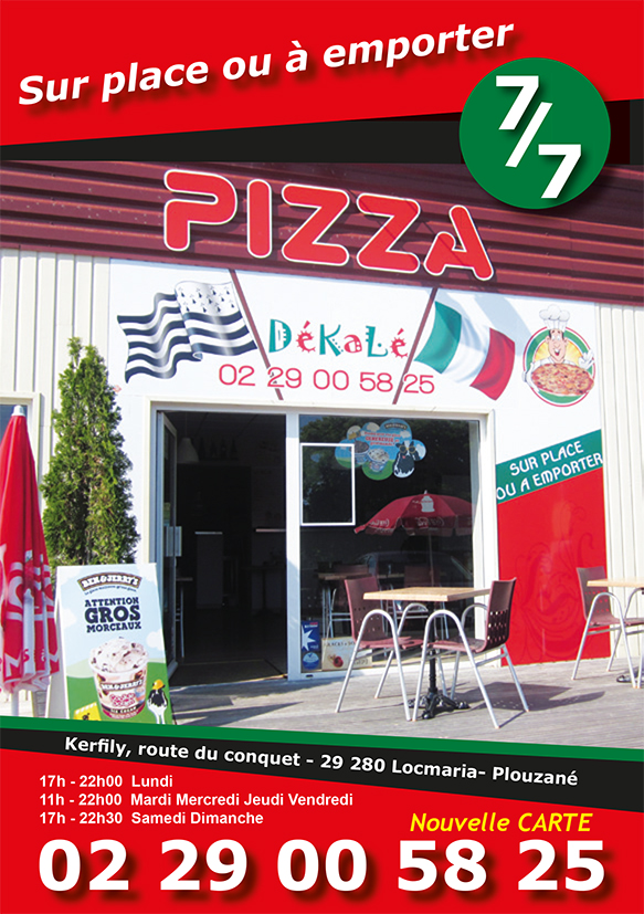 Création du recto d'un flyer pour la pizzéria Dékalé à Brest