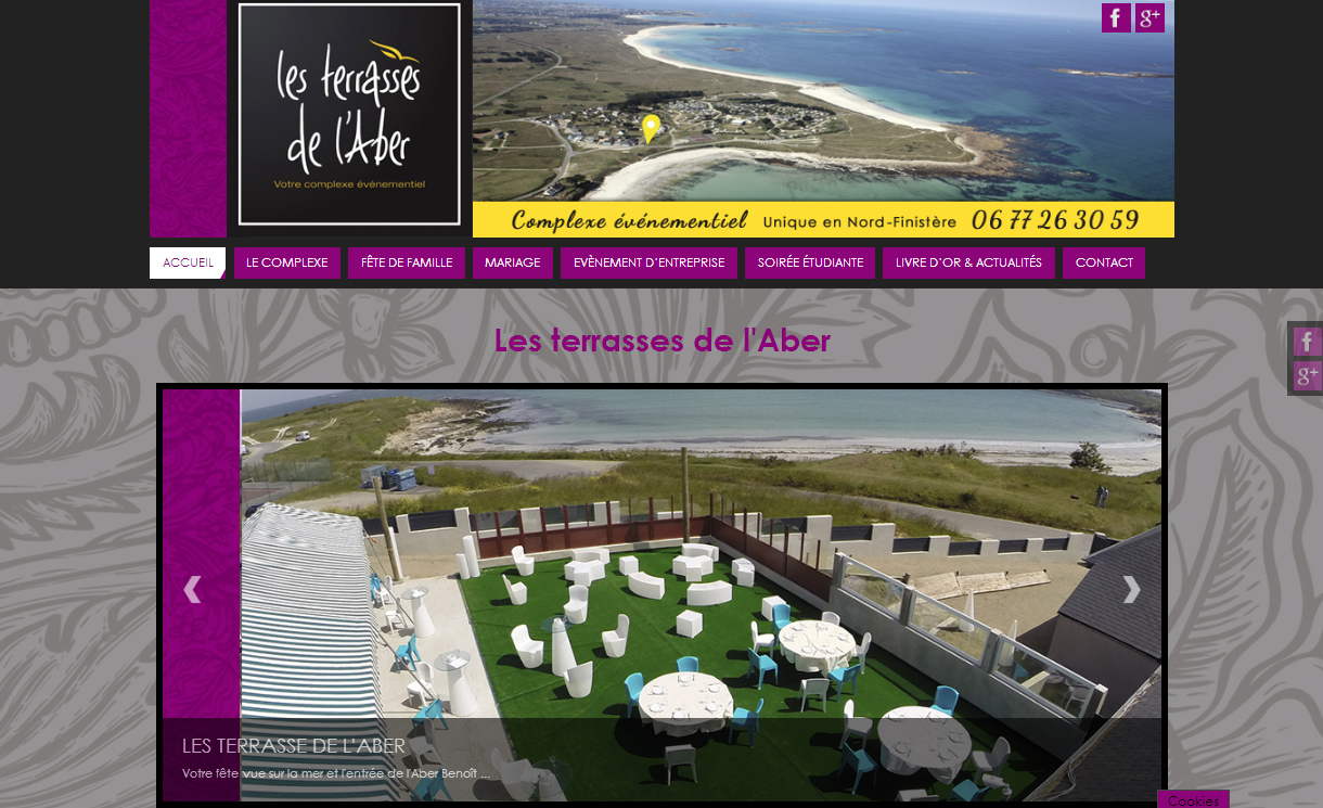 creation de site web à brest pour les terrasses de l'Aber par Papillon Déco & Com